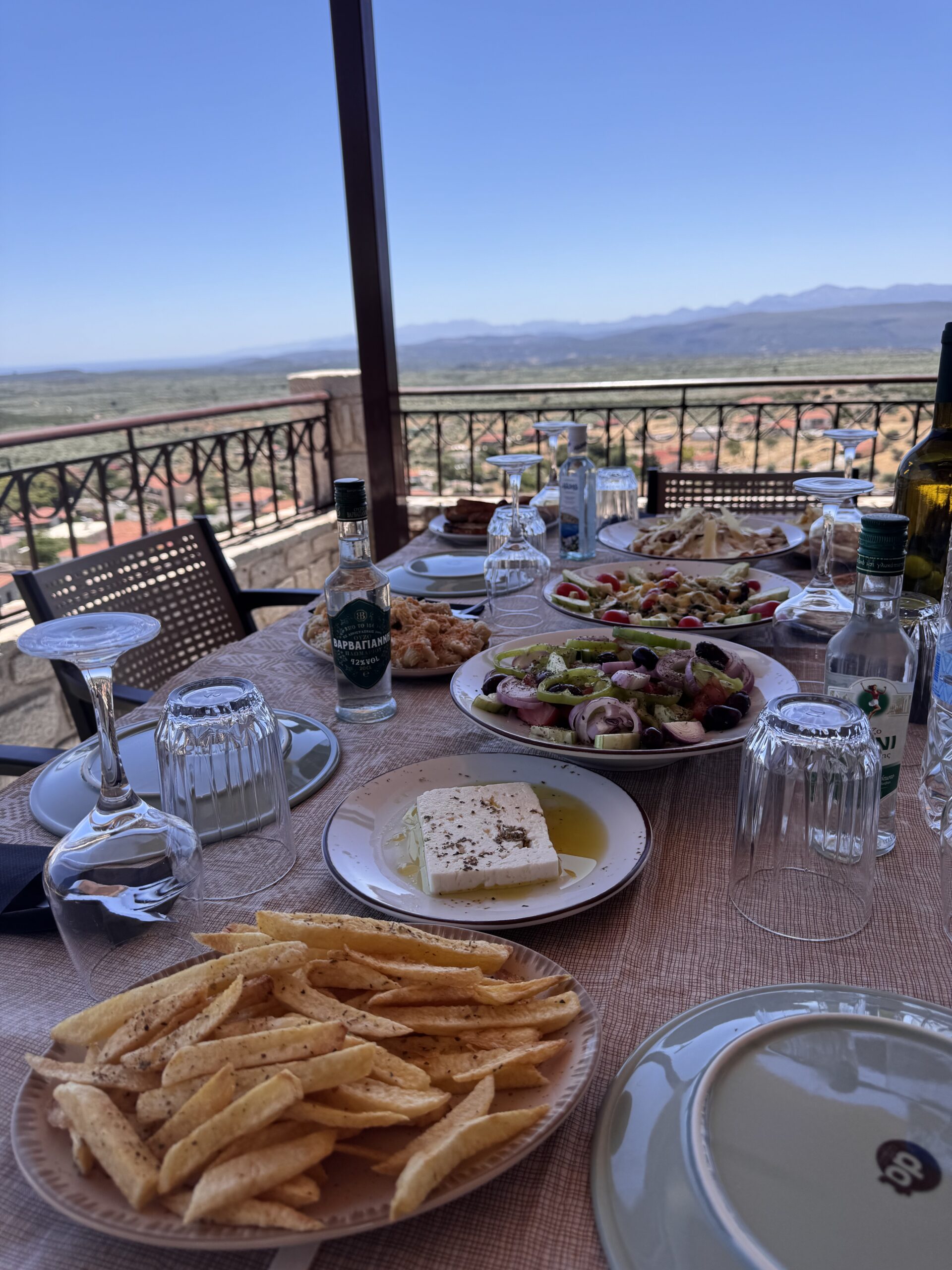 Table with food plates